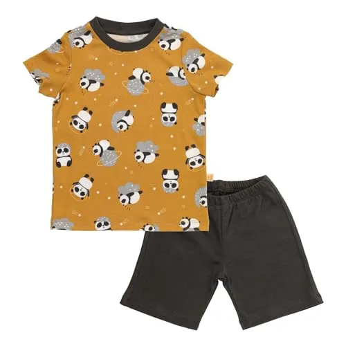 SCHLUMMERSACK Kinder Schlafanzug kurz Unisex Panda Größe 104 3-4 Jahre |Pyjama Kinder Set zweiteilig Jungen & Mädchen | Kinderschlafanzüge Kinder Schlafanzug Baumwolle