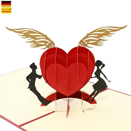 3D Pop-Up-Rote Herz-Grußkarte – Liebevolle Überraschung