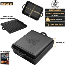 HELO24 Feuertopf Dutch Oven Set 12L  - Grillzubehör für Outdoor-Köche, aus robustem Gusseisen, ideal für schmackhafte Schmortöpfe und Grillgerichte.