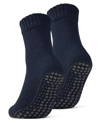 | 4 | 6 Paar ABS Socken Herren Damen Anti Rutsch Socken mit Wolle 21463 WP (Navy 2 Paar 43-46) 2