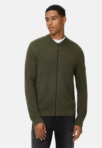 camel active Herren Strickjacke im Bomberstil Waldgrün - Funktionsjacken aus 100% Baumwolle mit durchgehendem Reißverschluss, ideal für Komfort und Stil im Alltag.