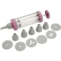 Garnierspritze XMAS2 in Altrosa - Spritzbeutel für kunstvolle Torten- und Plätzchendekoration, inklusive verschiedener Tüllen und Schablonen für kreative Motive – ideal für Hobbybäcker!