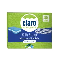 claro products GmbH claro Öko Kalk-Stopp Tabs Waschmaschinentabs, Kalklösetabs beseitigen zuverlässig Kalk und lassen die Waschmaschine strahlen, 1 Packung = 45 Tabs á 16 g C030969