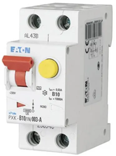 Eaton PXK-B10/1N/003-A FILS-Schalter 10A, 1p+N, 30mA - Typ A Fehlerstromleitungsschutzschalter mit Überlastschutz, ideal für Wohn- und Gewerbeanwendungen, schützt zuverlässig vor elektrischen Fehlern.