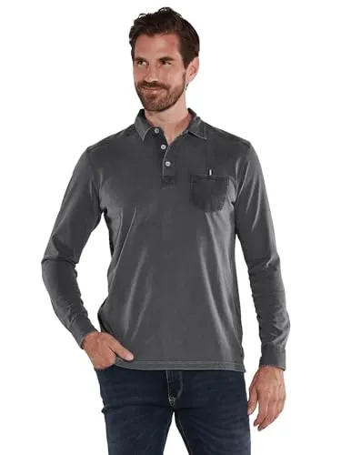 engbers Herren Herren Langarm-Shirt mit Polokragen, Grau, 35682, Grau in Größe L
