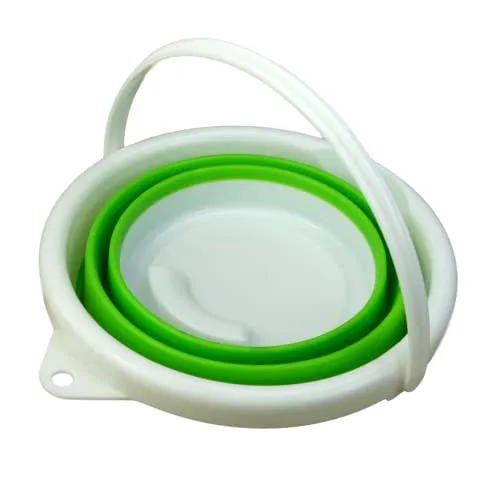 Faltbarer Eimer 10L | Wassereimer Faltbar für Angler | 24 cm x 31,5 cm Silikoneimer | Campingeimer Zusammenlegbar | Putzeimer kompakt | Haushaltseimer in der Farbe [GRÜN] - Falteimer für Autoreinigung