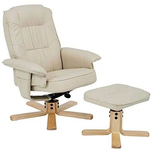 IDIMEX Relaxsessel CHARLY mit Hocker - Bequemer Fernsehsessel in Beige, neigungsverstellbar für optimalen Sitzkomfort, ideal zum Entspannen und Relaxen.