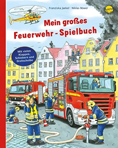 Mein großes Feuerwehr-Spielbuch: Pappbilderbuch mit interaktiven Elementen - Sozialwissenschaften: Ein spannendes Pappbilderbuch mit Drehscheiben, Klappen und Schiebern, ideal für Kinder ab 2 Jahren, fördert die motorischen Fähigkeiten und die Fantasie.