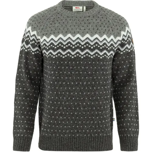 Fjallraven Övik Knit Sweater M - Bequemer Herrenpullover - Herren Oberbekleidung aus weicher Wolle, Jacquardpullover mit klassischem Muster und verstärkten Ellenbogen für zusätzlichen Komfort.