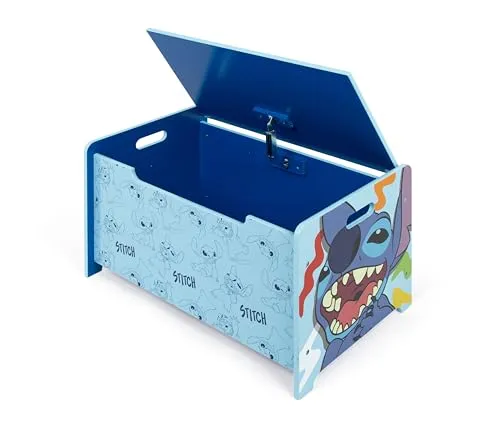 ARDITEX – Spielzeugtruhe aus Holz Stitch – 62,5x40x37 cm – Farbe Blau – Ideal zum Aufbewahren von Spielzeug, Kleidung oder Gegenständen im Kinderzimmer