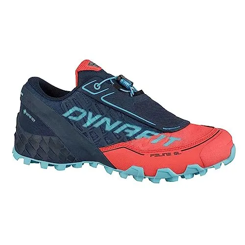 Dynafit Damen Feline SL GTX Traillaufschuhe - Hot Coral Blueberry, 42 EU - Damen-Traillaufschuhe mit Gore-Tex-Technologie für optimalen Wetterschutz und perfekten Sitz. Ideal für Camping und Wandern, bieten sie Komfort und Leichtigkeit für maximale Leistung.