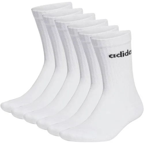 ADIDAS Unisex Socken 6er Pack - Linear Crew Cushioned mit Logo - Hochwertige adidas Unisex Socken im 6er Pack. Gepolstert und mit geripptem Bund bieten sie Komfort für Sport und Freizeit. Ideal für aktive Menschen, die Wert auf Qualität legen.