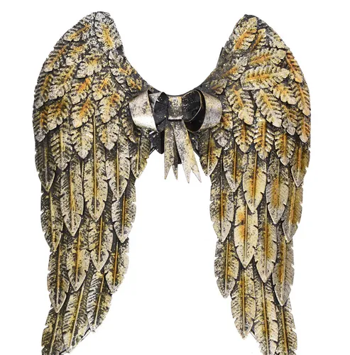 Engelsflügel Wanddeko Gold Metallflügel Wandhänger Wandskulptur Flügel Deko neu