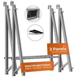 Solarway Balkonkraftwerk Halterung - Universelle Befestigung für 2 Solarmodule, witterungsbeständig und flexibel einstellbarer Neigungswinkel 10-30 Grad