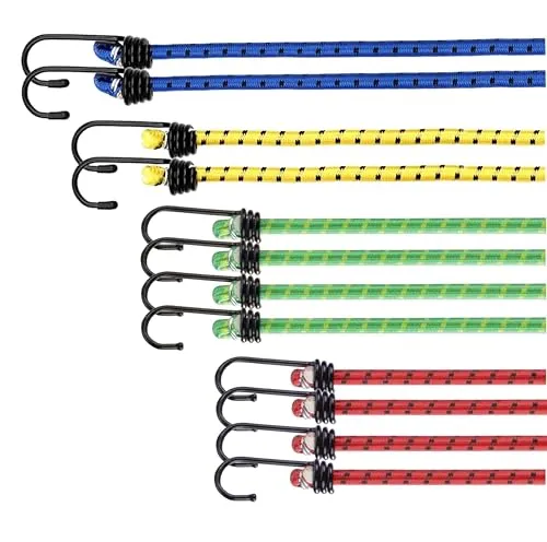 10x Allzweck Expander Mit Haken & Extra Starke Gepäckspanner Set für Camping & Auto & Fahrrad