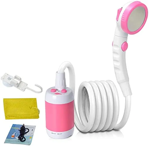 Tragbare Dusche Camping Außendusche 5000mAh Elektrische Handbrause in Rosa