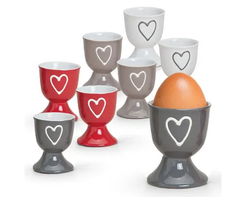 matches21 HOME & HOBBY Eierbecher, (8-tlg), Runde Keramik Ei-Halter als lustige Frühstücks-Eier Tisch-Deko