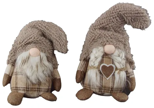 Weihnachtswichtel Gnom Dekofigur 21cm (2 Stück) - Nussknacker Dekofigur für Weihnachten, klassischer Gnom aus Filz und Stoff, ideal für festliche Dekoration in jedem Raum.