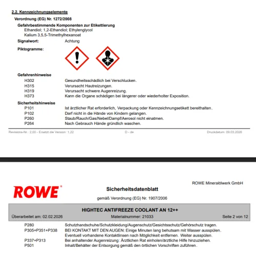 ROWE HIGHTEC ANTIFREEZE AN 12 ++ 5L Frostschutz
