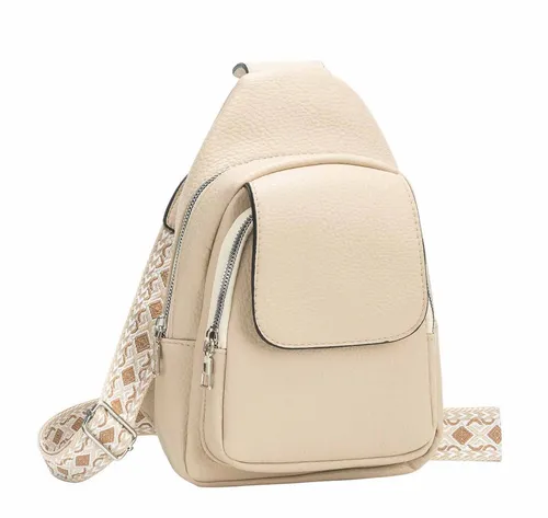 ITALYSHOP24 Schultertasche Damen CrossOver Body bag Sling Brusttasche Umhängetasche Leder Optik (Spar-Set Crossover mit Brustgurt, Brustgurt Schultergurt mit verschiedenen Muster, austauschbar), Rucksack, langes Riemen, leicht, viele Fächer, RV-Fach Rückseite
