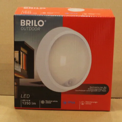 Briloner LED Außenleuchte mit Sensor weiß rund - KG200 14032