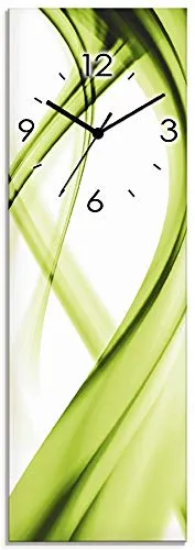 ARTLAND Wanddeko Wanduhr ohne Tickgeräusche - Moderne Glasquarzuhr 20x60 cm, geräuschlos, ideal für Schlafzimmer und Wohnzimmer - Made in Germany, langlebig und farbecht.