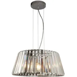 Searchlight Tiara Hängeleuchte, 5-flammig, Glamourös in Weiß - Hängeleuchte aus Stahl und Glas, dimmbar, ideal für stilvolle Wohnräume. Durchmesser 47 cm, Höhe 26,5 cm, sorgt für elegantes Lichtambiente.