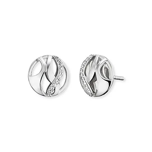 Engelsrufer Paradise Ohrstecker für Damen - Ohrringe für Damen aus rhodiniertem 925er Sterlingsilber, besetzt mit 22 weißen Zirkonia, für schlichte Eleganz und modernes Design, perfekt kombinierbar mit weiteren Schmuckstücken.