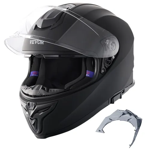 VEVOR Integralhelm Motorrad Motocrosshelm Größe L - Motorradhelme mit robuster Außenhülle und bequemer Passform. Doppellinse für optimalen Panoramablick und atmungsaktive Belüftung, ideal für sicheres Fahren.