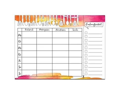 Essensplaner Block DIN A4 50 Blatt, Diätplaner