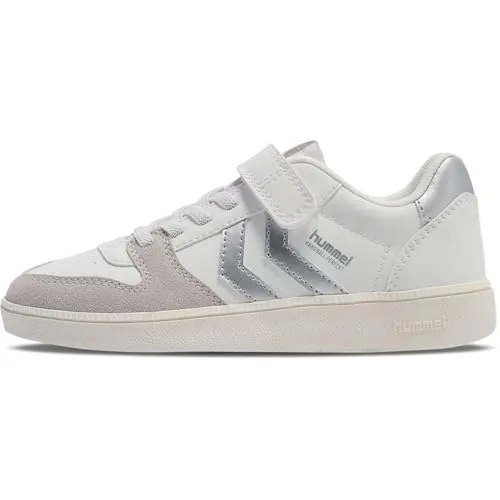 Hummel Handball Perfekt SP JR Kinder Sneaker mit Klettverschluss - Sneaker in trendigem Retro-Design, ideal für die Freizeit. Mit rutschfester Gummi-Laufsohle und strapazierfähiger EVA-Zwischensohle für maximalen Komfort und Halt.