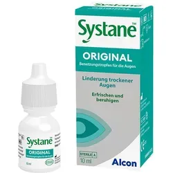 Systane Benetzungstropfen - Zubehör für Kontaktlinsen, lindert sofort Trockenheitsgefühl und reizende Symptome mit langanhaltendem Schutzfilm für entspannte Augen.