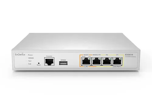 ESG610 Cloud Managed SD-WAN Security Gateway - Switch u. Bridges mit Quad Core 2.2GHz, 4x 2.5G Ports und integrierter Sicherheitslösung für maximale Performance ohne Lizenzgebühren.