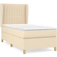 vidaXL Boxspringbett Creme 90x200 cm mit Matratze - Betten: Boxspringbett für erholsamen Schlaf, mit höhenverstellbarem Kopfteil und hautfreundlicher Matratzenauflage für optimalen Komfort.