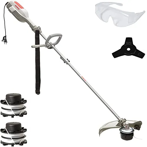 IKRA Elektro Sense Rasensense IES 1000 C - Vielseitiger Rasentrimmer - Rasentrimmer & Motorsensen mit Hochleistungsmotor für starke Schnittleistung, inklusive 2x Fadenspule und Dickichtmesser für präzise Schnitte an schwer zugänglichen Stellen.