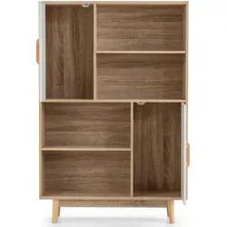 Bücherschrank mit 2 Türen und 4 offenen Regalen in weiß von Costway