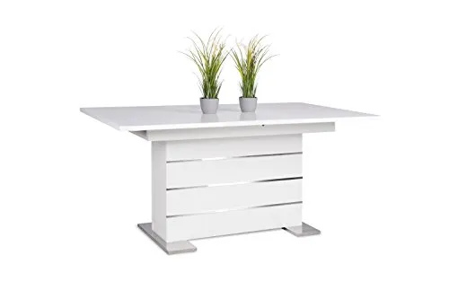Mantova Esstisch weiß ausziehbar 160-200x90 cm - Tisch & Stehtische, moderner Esstisch für bis zu 10 Personen, ausziehbar für flexible Nutzung, ideal für Esszimmer.