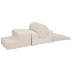 MEOWBABY 4-Elemente-Weichschaumstoff-Bausteine-Set - Spielplatz für Babys & Kleinkinder, Kletterblöcke für den Innenbereich, Kinder Indoor Spielplatz Essentiell - Robust, Kord, Ecru
