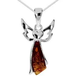 OSTSEE-SCHMUCK Kette mit Anhänger Engel - Halskette mit einem wunderschönen Engel-Anhänger aus Sterlingsilber 925 und Bernstein, erhältlich in verschiedenen Längen für individuellen Stil.