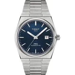 Montre Tissot PRX Powermatic 80 - Automatik Herrenarmbanduhr, Edelstahlgehäuse mit blauem Zifferblatt und Datumsanzeige
