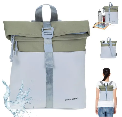 NEW REBELS Freizeitrucksack Damen klein Rucksack Handtasche Tasche, Reise Freizeit Bag wasserabweisend aus Plane + bagboom Etui