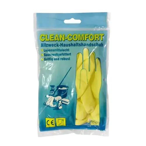 Produktbild Haushaltshandschuhe Ampri Clean Comfort S gelb Gr. 7, puderfrei, velourisiert, lebensmittelgeeignet