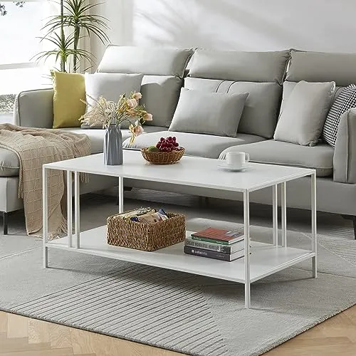 [en.casa] Couchtisch Kumlinge – Stilvoller Beistelltisch mit Ablage 47 x 110 x 55 cm - Beistelltisch fürs Wohnzimmer mit unterer Ablage für praktischen Stauraum und zeitlosem Design, das jeden Raum aufwertet.