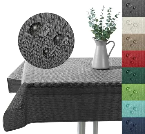 Outdoor Tischdecke Gartentischdecke wasserfest wetterbeständig rutschfest waschbar Outdoortischdecke Weichschaum Garten Balkon Camping Party Tischdeko Typ883 grau 110x140 cm eckig