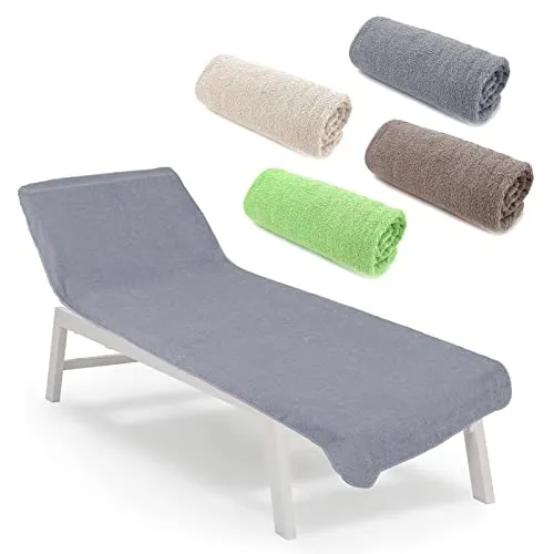 heimtexland ® Liegestuhlauflage Frottier Schonbezug Sonnenliege Strand Schwimmbad Sauna Hygiene Handtuch Frottee Typ772 Grau