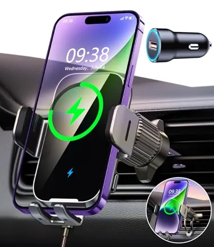 ISEYOU Handyhalterung Auto mit Ladefunktion, [360° Automatische Klemmung] 15W Wireless Charger Auto, Induktive Ladestation Auto Kfz Ladegerät Zubehör für 4,7