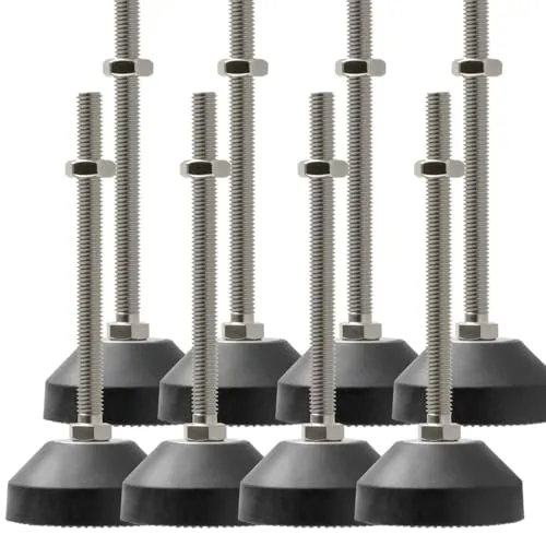 S-Polytec Maschinenfuß/Stellfuß/Nivellierfuß/Gelenkfuß, höhenverstellbarer Tellerfuß Ø 50mm für Konstruktionsprofile, Maschinen, Möbel (8, M8 x 100mm)