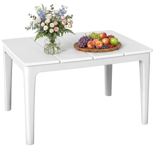 Beistelltisch 70 x 53 cm – Wetterfester Gartentisch aus Kunststoff - Moderner Balkontisch in Cremeweiß, ideal für den Innen- und Außenbereich. Pflegeleicht und stabil, perfekt für entspannte Stunden im Garten. Maximale Tragfähigkeit: 35 kg.