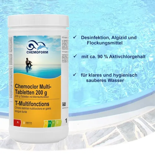 Chemoform Chemoclor Multi-Tabletten 200 g 1 kg Pool Chlor Flockung Algizid 3in1