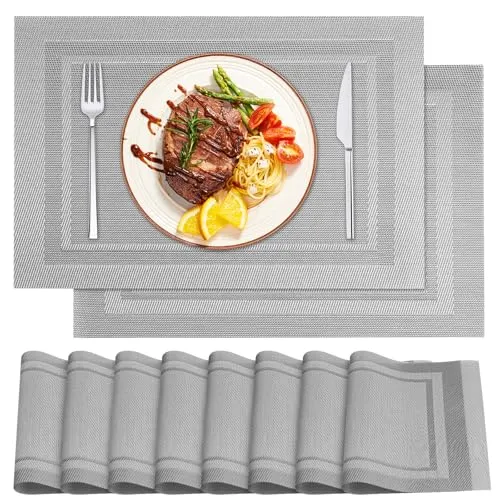 8er Set Platzsets Abwaschbar 30x45cm, rutschfest Tischsets, Platzdeckchen Abwaschbar PVC, Abgrifffeste Hitzebeständig Tischset, Platzdeckchen Für Küche, Zuhause, Restaurant, Speisetisch